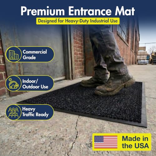Notrax 109 Industrial Door Mat, 2' x 3' Charcoal, Made in the USA - color: Charcoal, size: 2' x 3' (Rectangular)