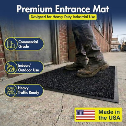 Notrax 109 Industrial Door Mat, 2' x 3' Charcoal, Made in the USA - color: Charcoal, size: 2' x 3' (Rectangular)