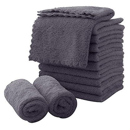 MOONQUEEN Microfiber Facial Cloths Fast Drying Washcloth 12 Pack - Premium Soft Makeup Remover Cloths - Grey - color: Grey, size: 12x12 Inch (Pack of 12)