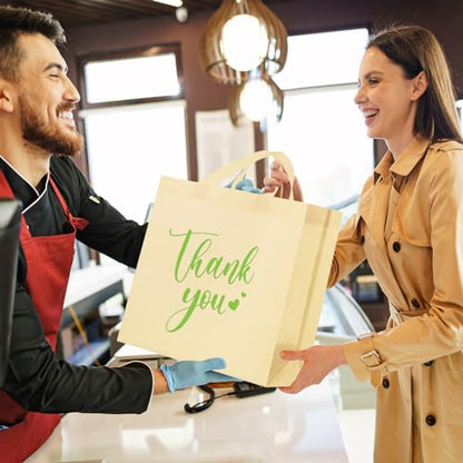 Sweetude 30 Thank You Non Woven Gift Bag, 11 x 12 x 5 Inch, Beige - color: Beige, size: 11 X 12 X 5 Inch