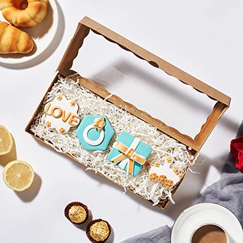 24PCS 12 x 5 x 1.5 inches Auto-Popup One Piece Premium Cookies Boxes, Kraft Brown Macaron Boxes Packaing, Bakery Box for Holiday Cookie Gift Sets - color: Kraft Brown