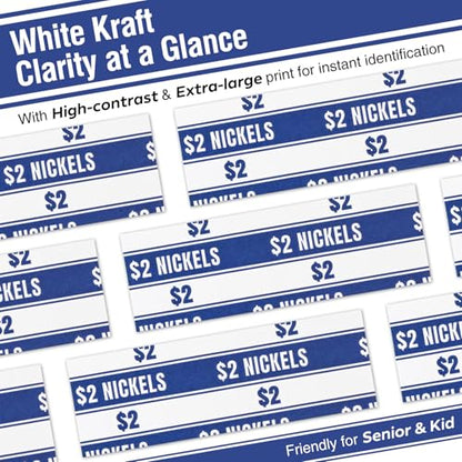 THEBLUETOUCH 100 pcs White Kraft Flat Coin Wrappers for Nickels - size: 100 Nickel Only