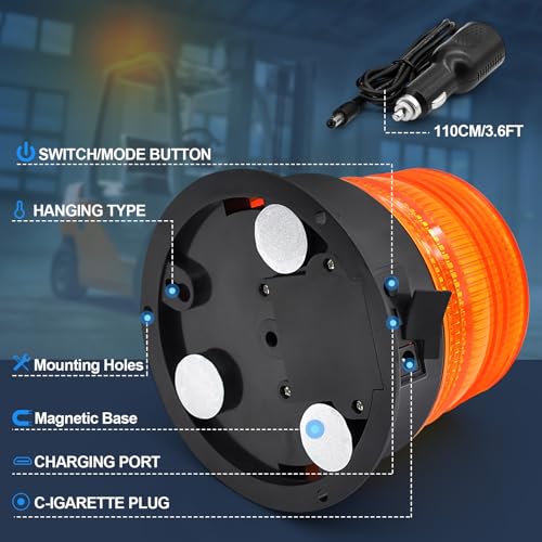 AnTom Magnetic Wireless Strobe Light Amber Warning Beacon Light for Trucks - color: Amber