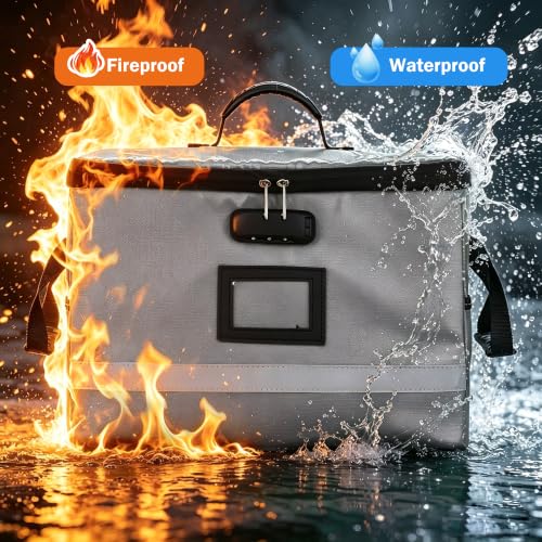 EXLIFBAG Fireproof File Organizer with Lock, 1 Layer - color: Dark gray, size: 1 Layer