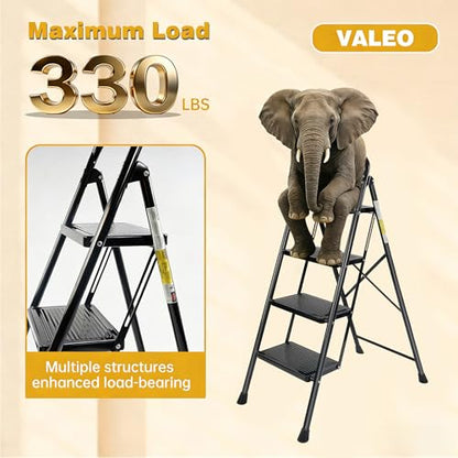 Valeo 4 Step Ladder, Folding Step Stool with Wide Anti-Slip Pedal - style: 4 Step