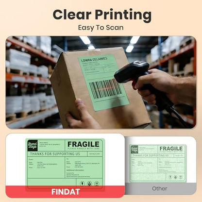 Direct Thermal Label Green Vinyl 4 x 6 Inch Printer Sticker 250 PCS - color: Green