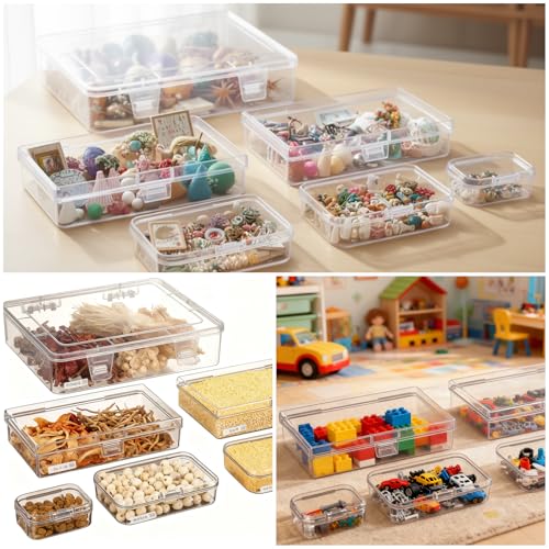 Goodma 28 Pieces Mixed Sizes Rectangular Clear Plastic Storage Box - size: Mixed Sizes