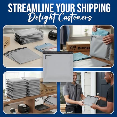 Shippozz 10x13 Poly Mailers 200 Pack, Durable Waterproof Polymailers for Shipping Clothes, Self Seal Mailing Bags for Small Business Packaging Supplies, Mailing Envelopes for Books, and Accessories - size: 10 x 13 (200pcs)