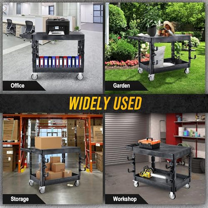 LDHTHOPI Utility Cart, Heavy Duty Flat with Full Swivel Wheels - color: Black