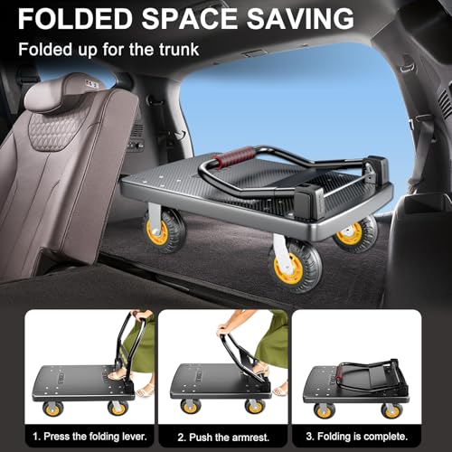 Push Cart, Folding Mobile Platform Trolley (Black) - color: Black