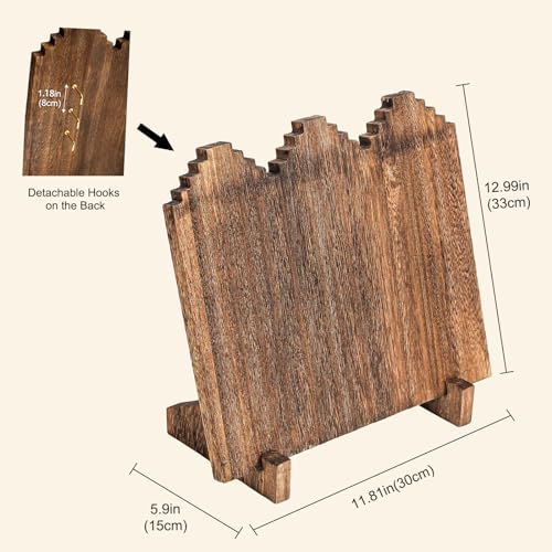 Lolalet Wooden Necklace Display Stands for Selling -1 Pack, Oak