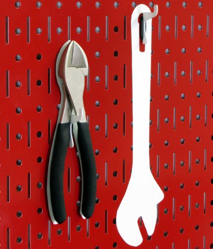 Wall Control Narrow Pegboard Rack 8in x 32in Red Metal Pegboard Runner Tool Board - color: Red