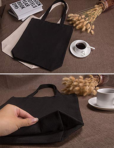 Lily queen Natural Canvas Tote Bags DIY Reusable Shopping Grocery Bag (Black - 6 Pack) - color: Black - 6 Pack