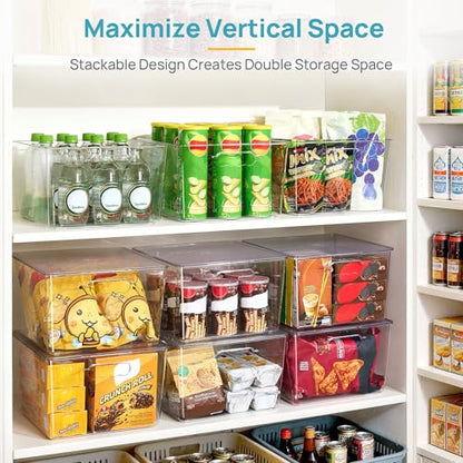 Vtopmart 6 Pack Extra Large Clear Stackable Storage Bins with Lids, 11inch Organizer Bins with Handle for Onions and Potatoes, Plastic Containers for Pantry, Freezer, Kitchen, Closet Organization - size: 11in (With Lid)