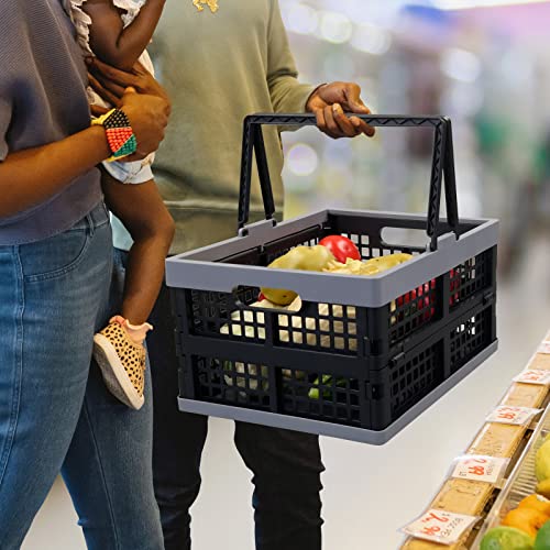 2-Pack 15 L Plastic Collapsible Shopping Basket with Handle