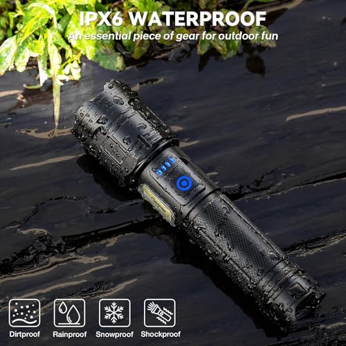 Flashlight Rechargeable 99,000 High Lumen - 7 Modes LED Flash Light with COB, Powerful Handheld Flashlight for Home, Camping(2 Pack)