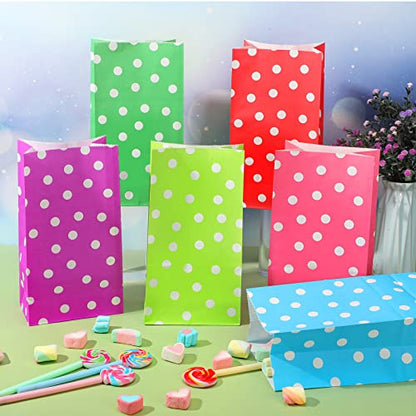 Zhehao 120 Pcs Party Favor Bags, 12 Colors Polka Dot Paper Bags for Kids