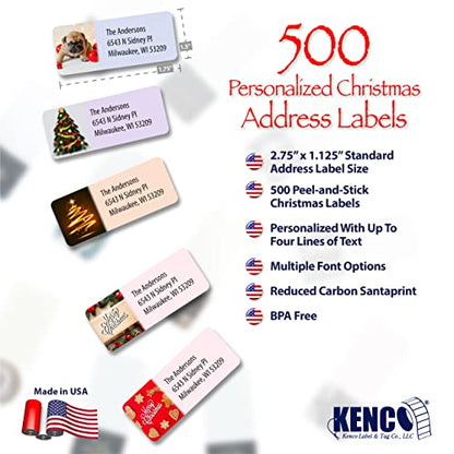 Customized Personalized Address Labels - Made in the USA by Kenco (500 Labels, Christmas) - color: Christmas, size: 500 Labels