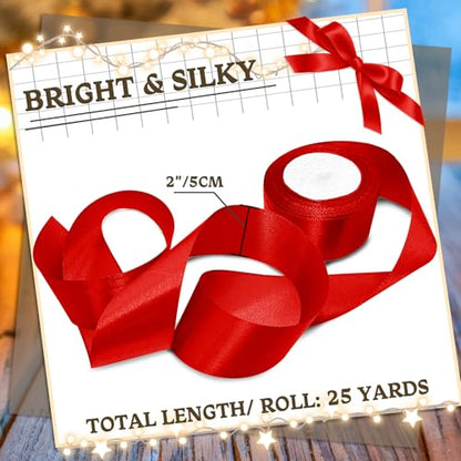 Luomorgo 2 Inch Satin Ribbon, 25 Yards, Red - color: Red, size: 2 inch x 25 yards
