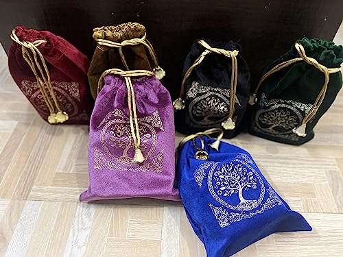 Indian Consigners Soft Velvet Pouch for Tarot, Altar, Rune, Gift, Crystal, jewelry Wrap Bags for Precious, Sacred and Spiritial Items (Blue) - color: Blue