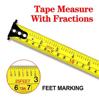 WISEUP Industrial Magnetic Tape Measure with Fractions 1/8 and Metric - color: 16 FT