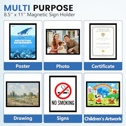 NUITPY 25 Pack Magnetic Sign Holder, 8.5in x 11in Magnetic Paper Holder - size: 8.5in x 11in-25Pack