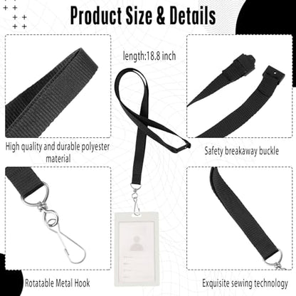 Patelai 120 Pcs Breakaway Lanyards with J Hook, Black - color: Black