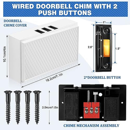 Saillong Wired Doorbell Chime with 2 Lighted Push Buttons, Bar Style - style: Checked