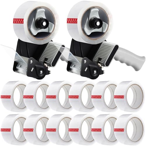 Dunzoom 2 Pack Packing Tape Dispenser Gun, 12 Rolls 2 Inch, Black - color: Black