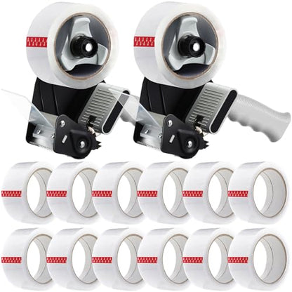 Dunzoom 2 Pack Packing Tape Dispenser Gun, 12 Rolls 2 Inch, Black - color: Black