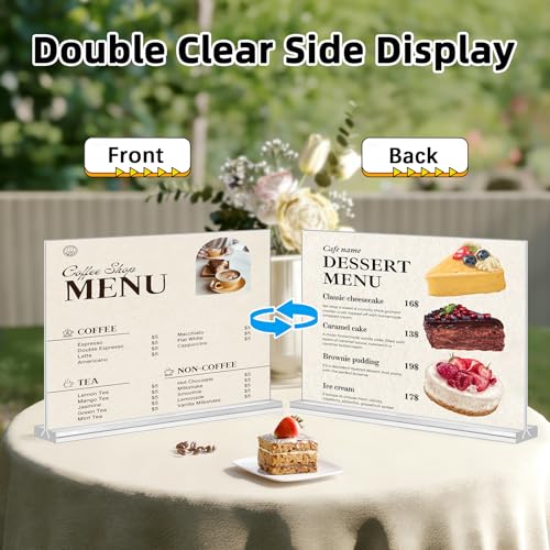 Acrylic Sign Holder 11 x 8.5 , 6 Pack Clear Menu Stand, Double-Sided Clear Sign Holder, Vertical Plastic Stands for Display, Stand up Table Top Frame Paper Holder for Office Business Store Restaurants