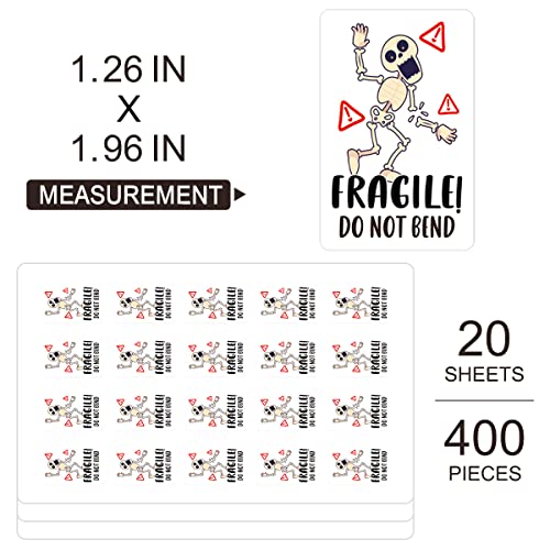 Funny Fragile Warning Stickers 400 PCS, Fragile Do Not Bend Broken Arm Skeleton Package Stickers for Shipping, Small Business Mailing Cartons Envelops Adhesive Labels - style: Fragile Do Not Bend