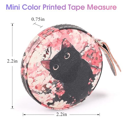 Retractable Mini Leather Tape Measure, Auto Retract Cute Kitten - color: Cute Kitten