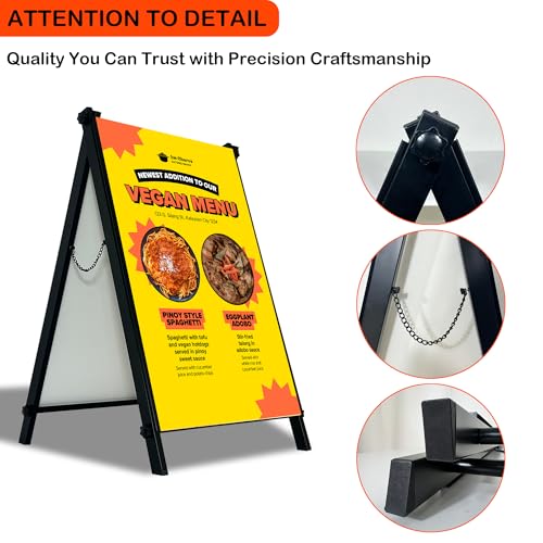 JUST 4 SIGNS Heavy Duty A-Frame Sidewalk Sign Holder for 24×36 Posters Double-Sided Pavement Sign Display – Easy Slide-In Design for Outdoor & Indoor Advertising (1)