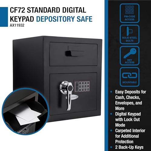 Barska Depository Safe with Digital Keypad – Steel Drop Safe for Cash & Mail – Dual PIN Access, Anti-Pry Hinges, Mounting Kit Included - style: Standard Drop Door