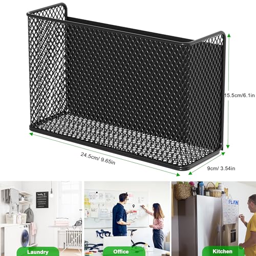 Magnetic Shelf Fridge Basket Bin for Washer Dryer Locker Whiteboard Cabinet - style: (1-Pack) Black/L
