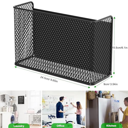 Magnetic Shelf Fridge Basket Bin for Washer Dryer Locker Whiteboard Cabinet - style: (1-Pack) Black/L