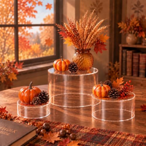 Jerify 6 Pcs Acrylic Riser Display Stands 5.91" 5.12" 3.54", Clear Round - color: clear, style: Round