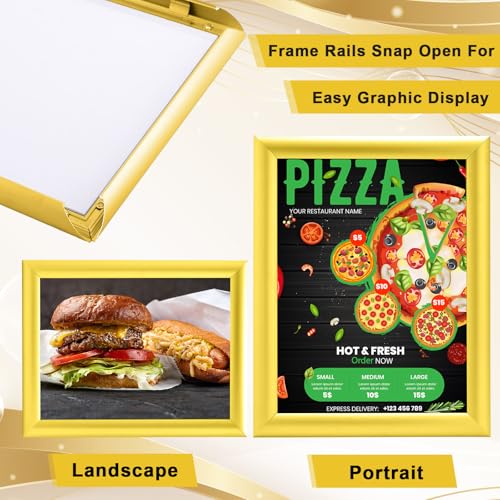 Blulu 2 Pack Aluminum Snap Frame 8.5 x 11 Inch, Gold - color: Gold, size: 8.5 x 11 Inch