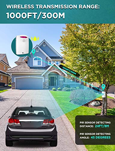1byone Driveway Alarm Wireless Outside, 1 Receiver 2 Infrared Sensors - style: 1 receiver 2 PIR sensors