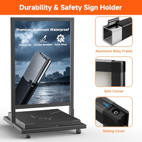 Wind-Resistant Outdoor Sign Holder, Weather Resistant Sidewalk Sign Stand