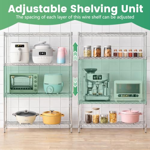 FDW | 4-Tier Wire Shelf | 36" x 14" x 54" | Chrome - color: Chrome, size: 36×14×54