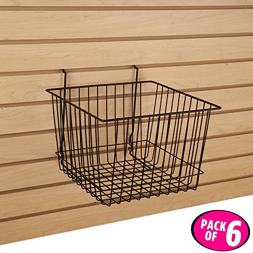 Only Garment Racks Deep Wire Storage Baskets For Gridwall, Slatwall and Pegboard - Black Finish - Dimensions: 12" x 12" x 8" Deep - Economically Sold in a Set of 6 Baskets