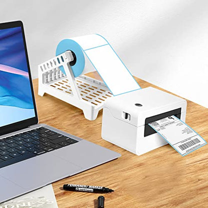 Ctemnpho Large Label Holder for Rolls & Fan-Fold Label Basket Stand for Desktop Printer (White, Large) - color: White