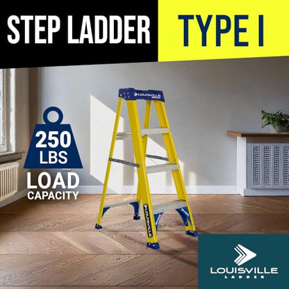 Louisville Ladder 6 ft Fiberglass Step Ladder, FS2006, Type I, 250 lbs - size: 6 feet