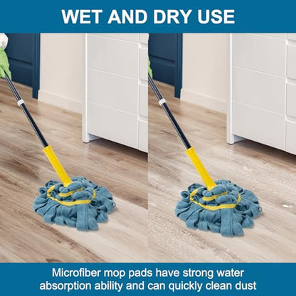 Self-Wringing Twist Mop for Floor Cleaning, Microfiber Cloth Floor mop, 57" - color: Microfiber Cloth (1 Handle & 1 Mop Head)