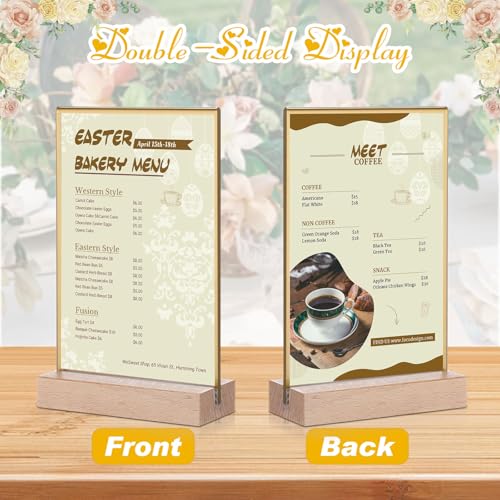 Vinsot 24 Pack 4 x 6 Inches Gold Acrylic Sign Holder with Wood Base - color: Gold, size: 4 x 6 inches