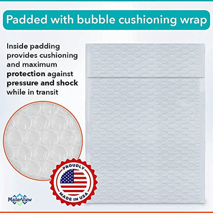 Bubble Mailers 7.25x12, Self Seal Poly Padded Envelopes #1, 100 Pack Bulk - color: White, size: 7.25"x12" / 100 Pack
