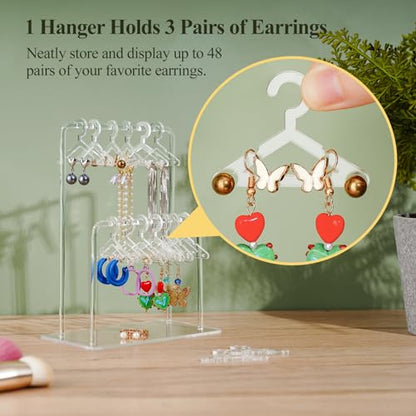 NiHome 2-Tier Earring Holder Organizer, 48 Pairs Acrylic Display, Clear - color: Clear, size: Without Tray