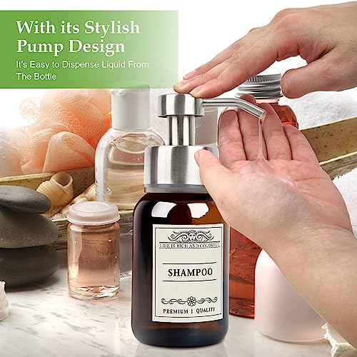 Wall Mount Soap & Shampoo Dispenser, 8.5oz Silver Pump Bottle - color: Silver Set of 1
